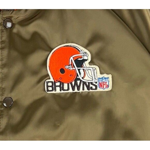 VTG Cleveland Browns Chalk Line Satin Snap Up Bomber Jacket USA Made Mens Sz XL - Picture 2 of 11